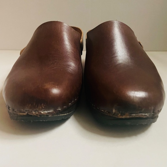 Bosabo Size 7 Brown Leather Wood Sole Clogs - Picture 6 of 16